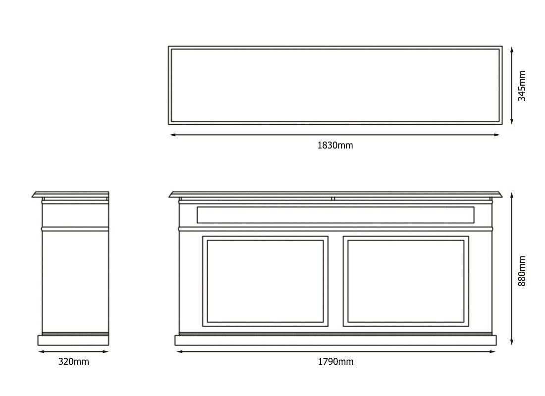 Carron 2 panel cast iron radiator cover line drawing