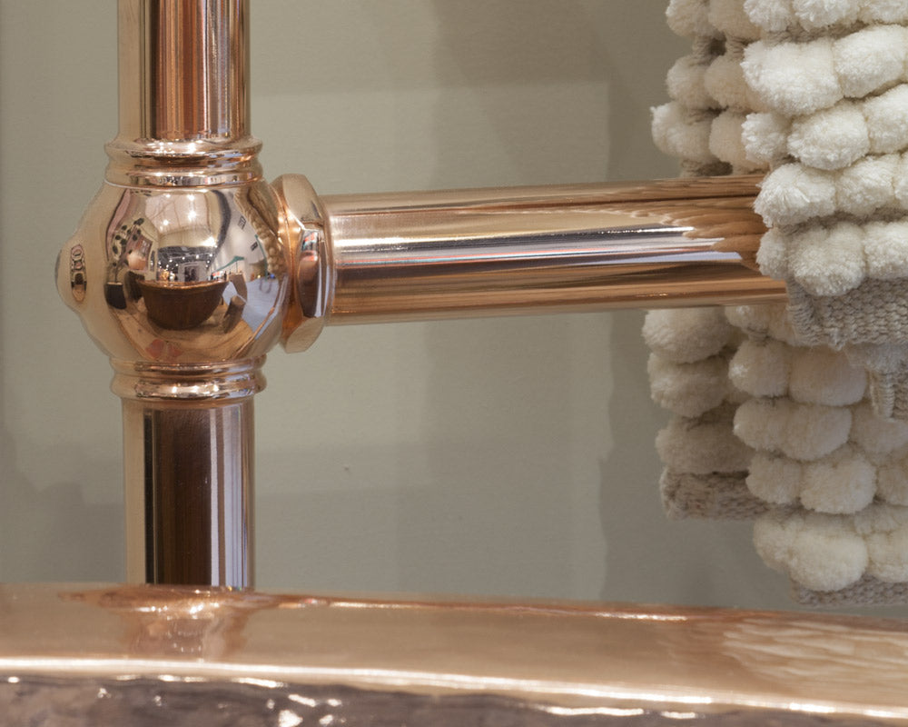 Carron Colossus 1300 x 600mm wall mounted towel rail in copper, detail