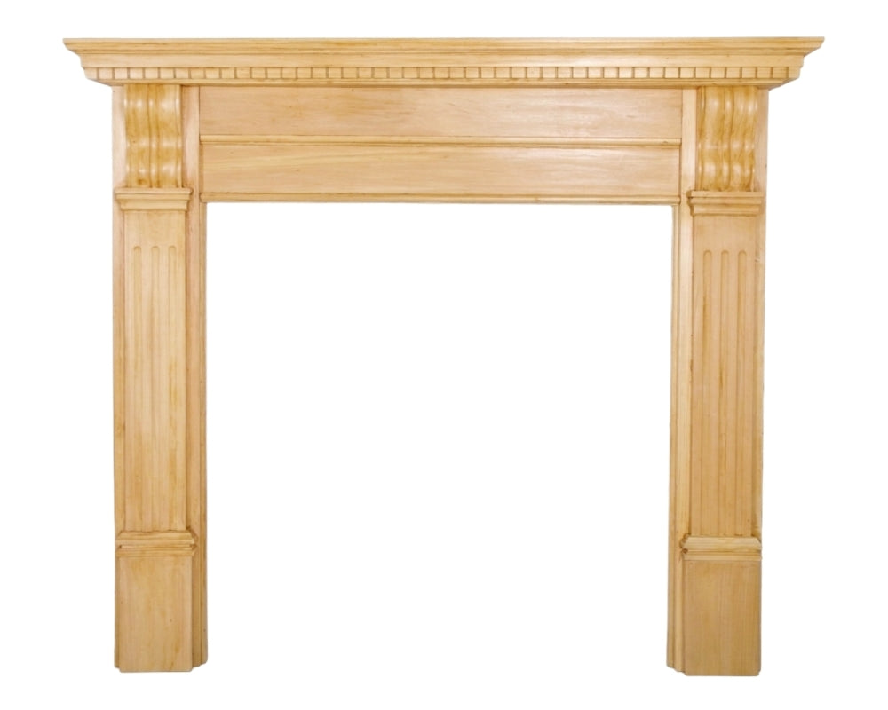 Carron Corbel wooden fire surround in solid pine in Fiddes Antique Brown wax