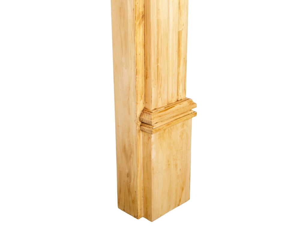 Carron Corbel wooden fire surround in solid pine in Fiddes Antique Brown wax, leg detail