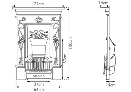 Carron Crocus Cast Iron Period Fireplace (28") | Art Nouveau