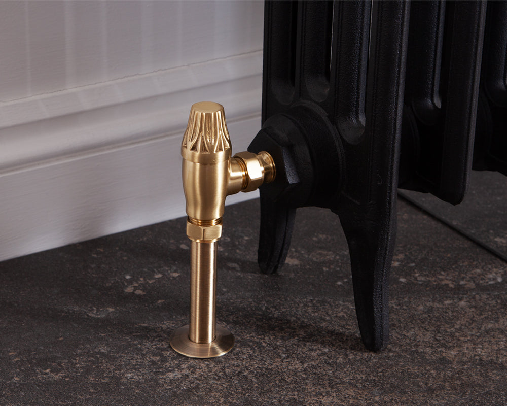 Carron Crocus thermostatic valve in brushed brass lockshield