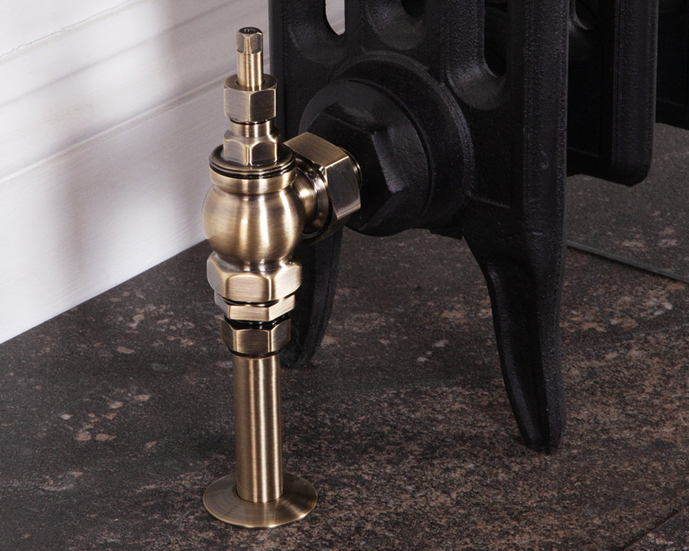 Carron Daisy wheel valve set in antique brass lockshield