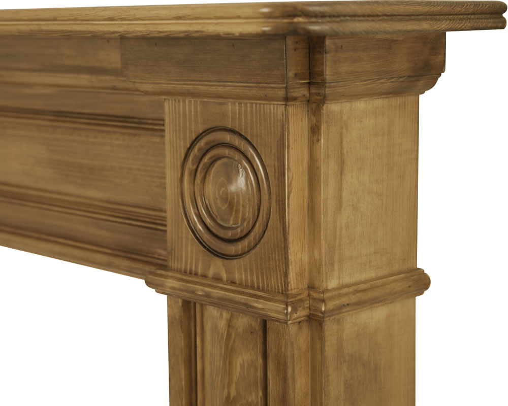 Carron Derry wooden fire surround in waxed solid pine, shelf detail