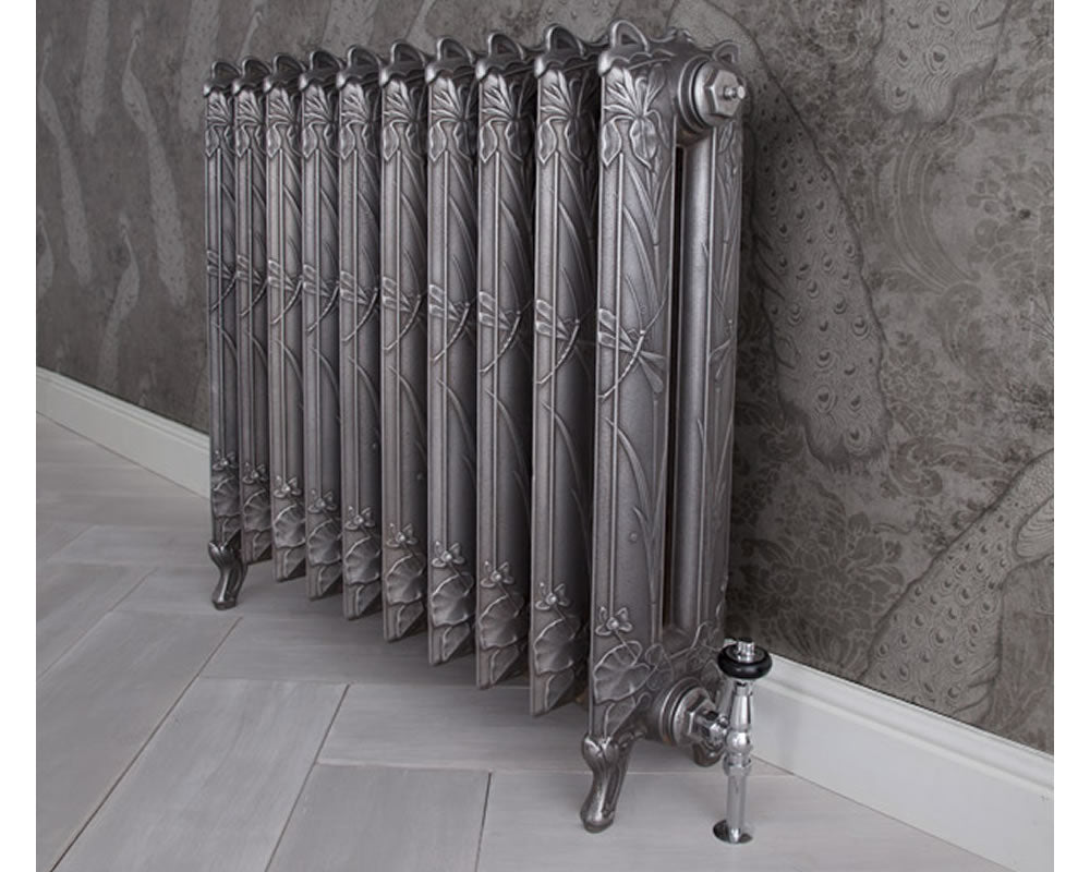 Carron Dragonfly cast iron radiator, hand burnished setting