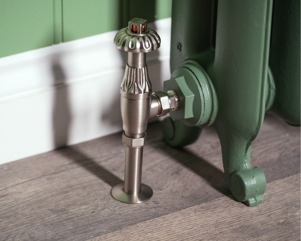 Carron Duchess 2 Column cast iron radiator, Farrow and Ball dyrehaven feet