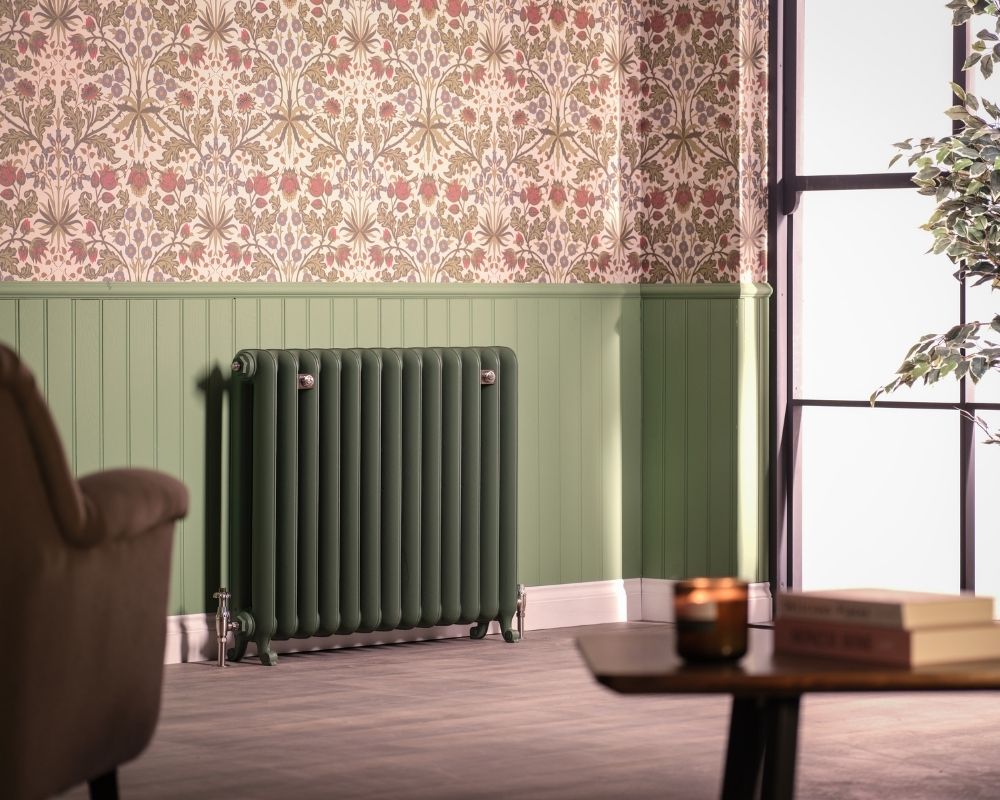 Carron Duchess 2 Column cast iron radiator, Farrow and Ball dyrehaven