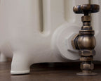 Carron Duchess 4 Column Low Level cast iron radiator, duchess parchment white feet