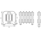 Carron Duchess 4 Column Low Level cast iron radiator section drawing showing dimensions A to E