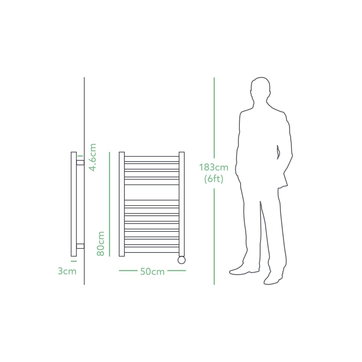 Eden Caldera 600W Electric Towel Radiator in Brushed Brass, 800 x 500mm, image 5
