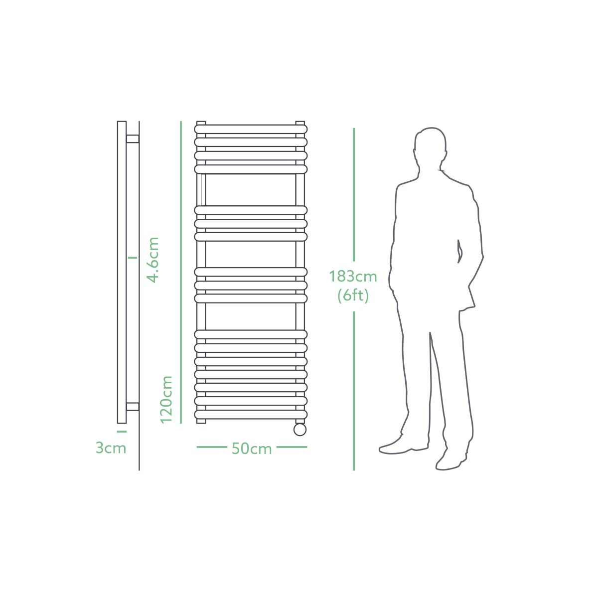 Eden Rovente 1200W Electric Towel Radiator with Smart WiFi, 1200 x 500mm, image 3