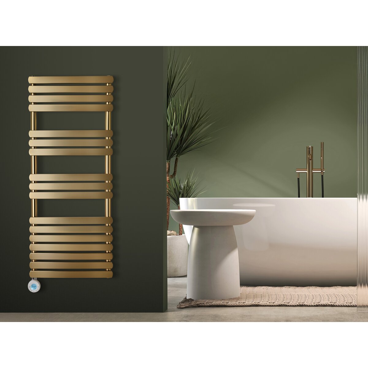 Eden Rovente 1200W Electric Towel Radiator with Smart WiFi, Brushed brass