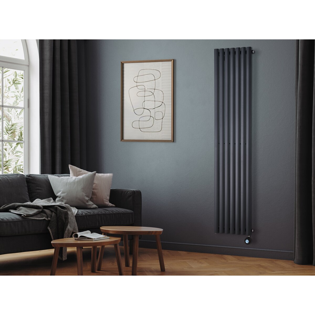Eden Teppra 1200W Electric Vertical Radiator with Smart WiFi, Anthracite, 1800 x 420mm