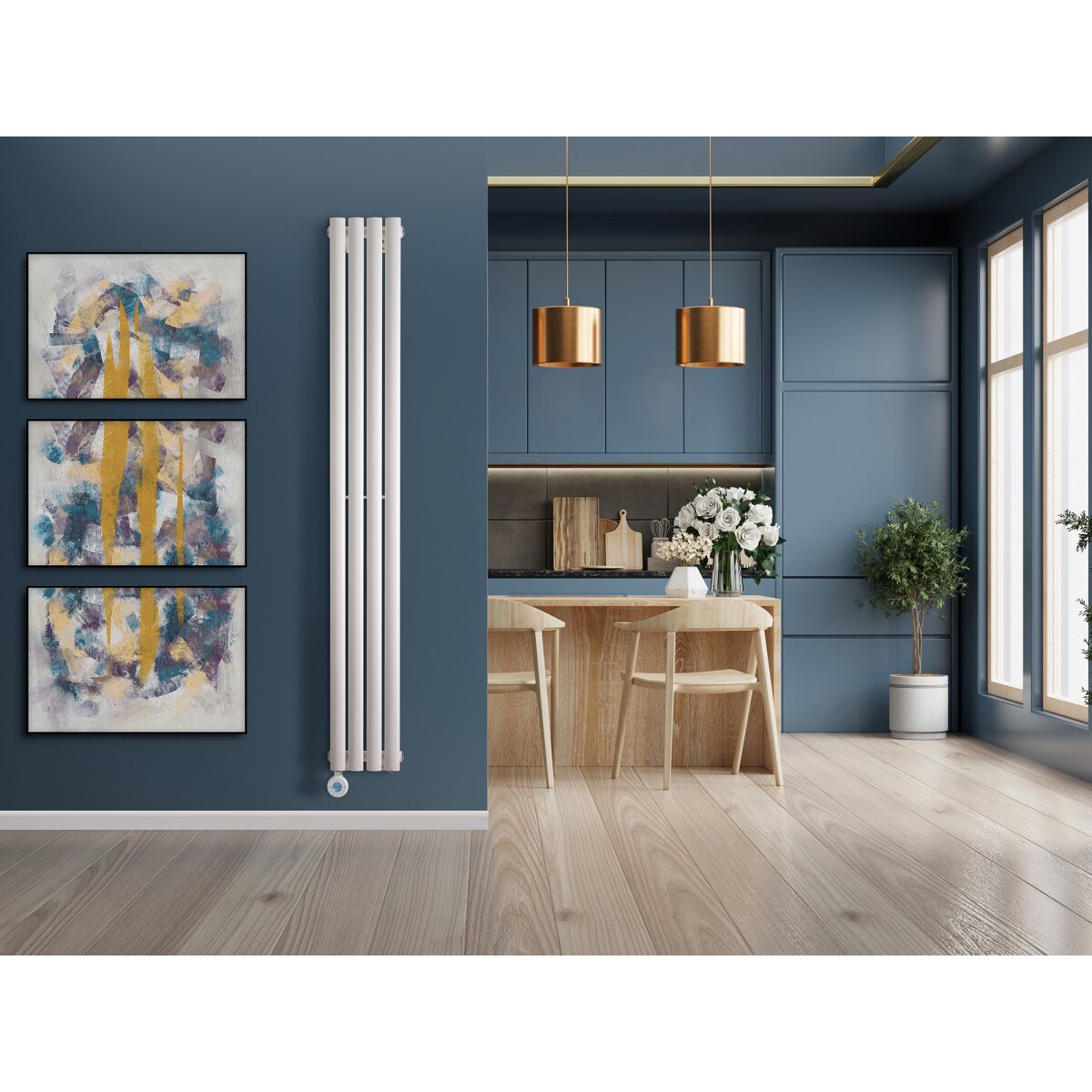 Eden Teppra 1200W Electric Vertical Radiator with Smart WiFi, White, 1800 x 240mm