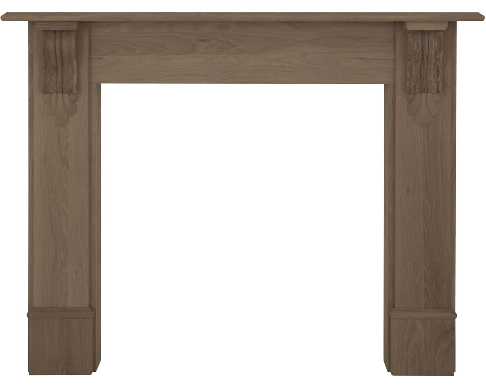 Carron Edinburgh Corbel wooden fire surround in unwaxed solid oak