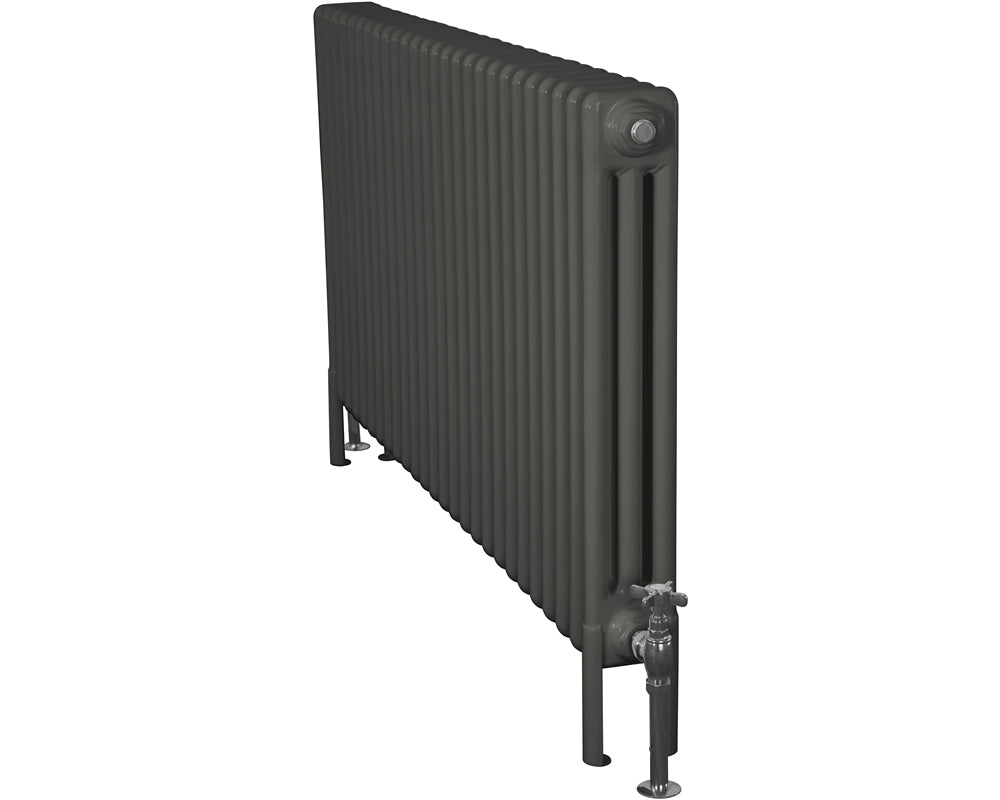 Carron Enderby 3 column steel radiator, 710mm high, painted down pipe