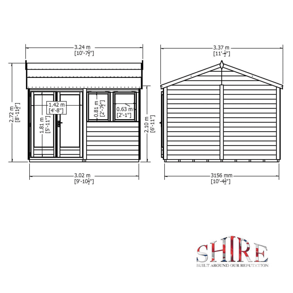Shire 10x10 Garden Studio Summerhouse