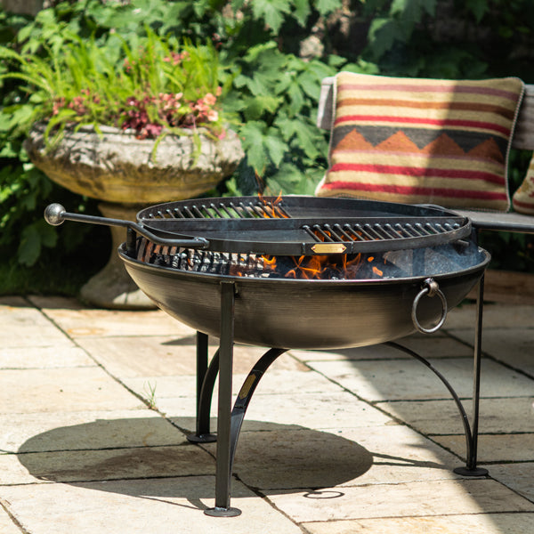 Firepits UK BBQ King 80 Fire Pit with Two Swing Arm BBQ Racks