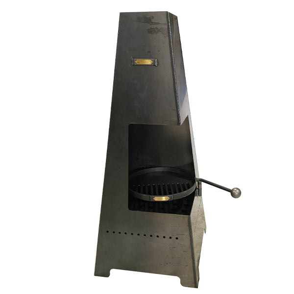 Side view of the Piazza chiminea and flue