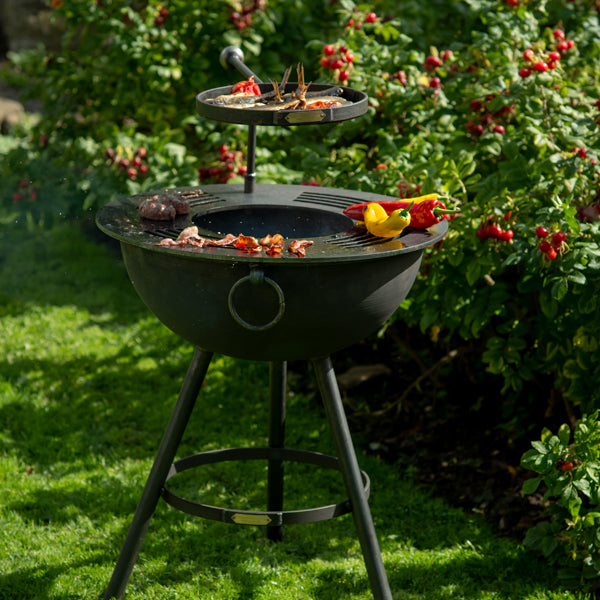 Firepits UK Sizzler Fire Pit with Plancha BBQ Ring and Warming Swing Arm