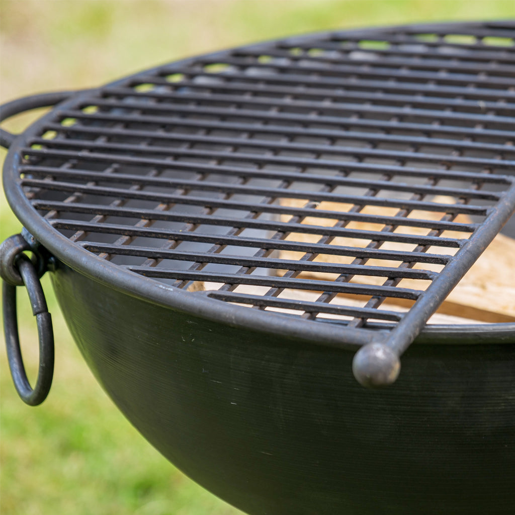 Portobello fire pit with a half moon BBQ rack (sold separately)