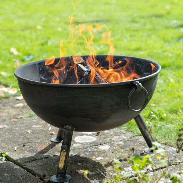 Portobello fire pit burning logs