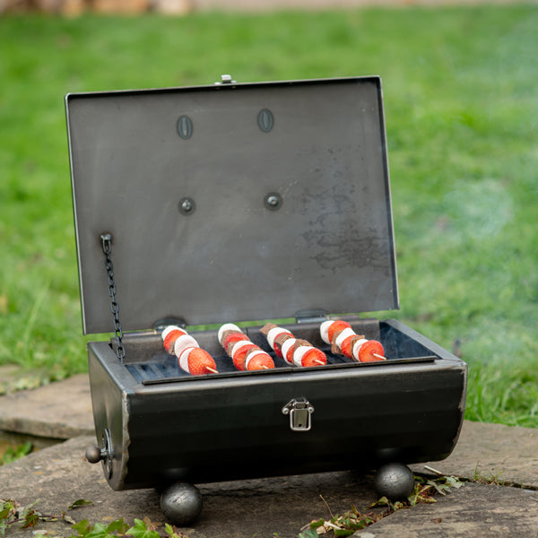 Firepits UK Pitnic portable BBQ cooking fruit kebabs