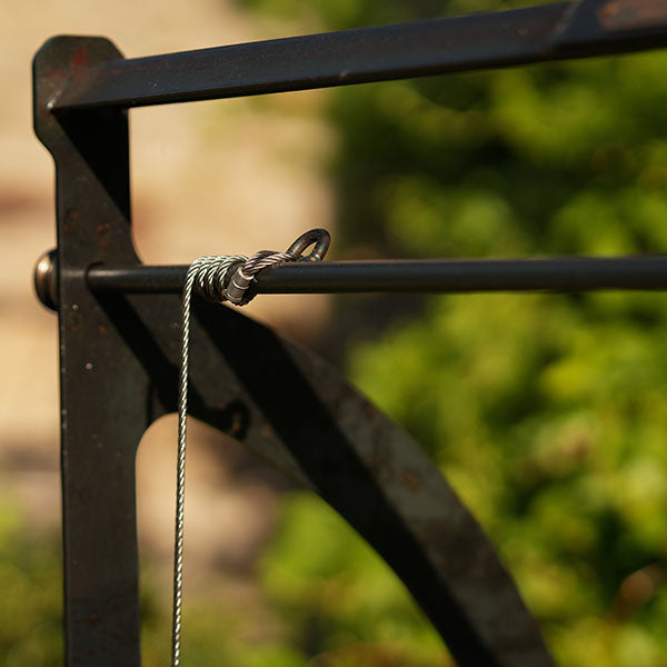 Close-up of the Katherine Wheel and stainless steel wire