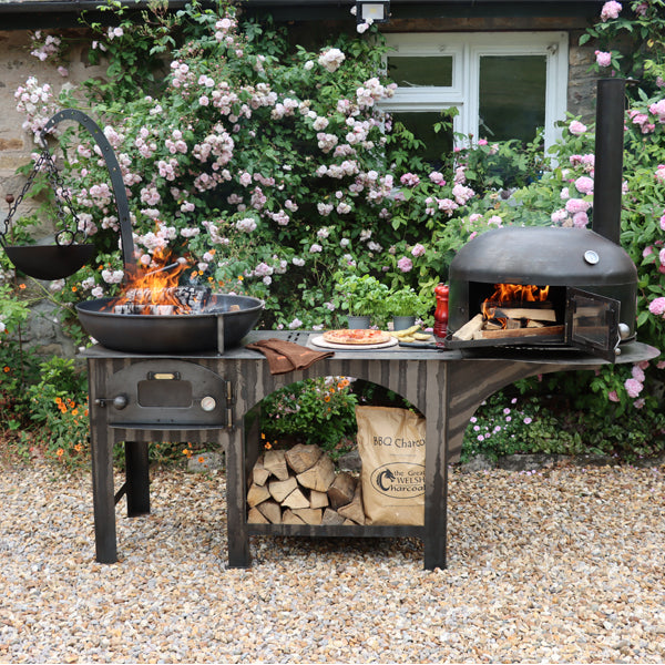 Complete Outdoor Kitchen with Dome Oven, front view