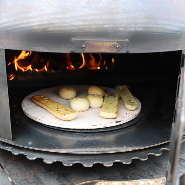 Dome Oven open on the Complete Outdoor Kitchen