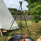 Long Leg tripod cooking rack at a campsite