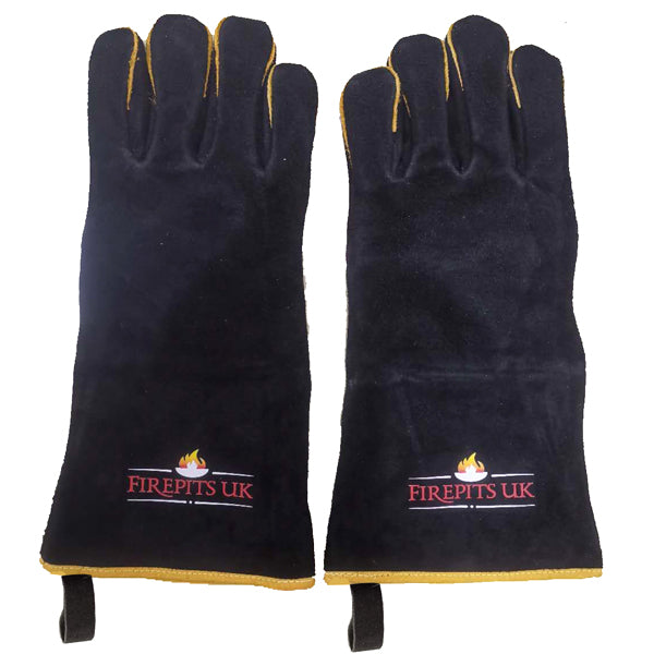Firepits UK black leather fire pit BBQ gloves