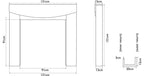 Carron Hardwick wooden fire surround dimension drawing