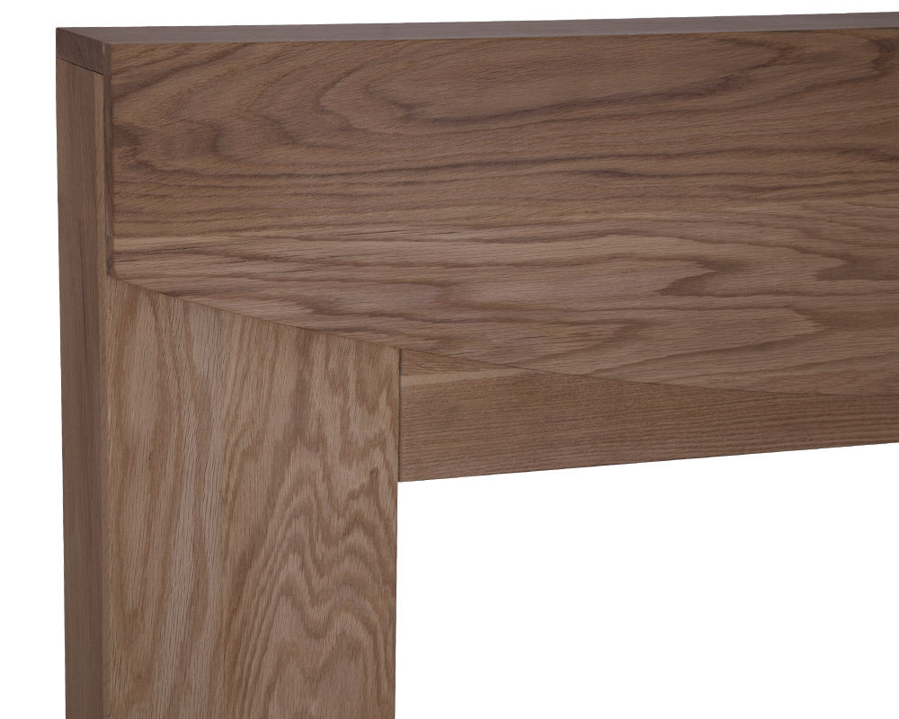 Carron Hardwick wooden fire surround in unwaxed solid oak, shelf detail