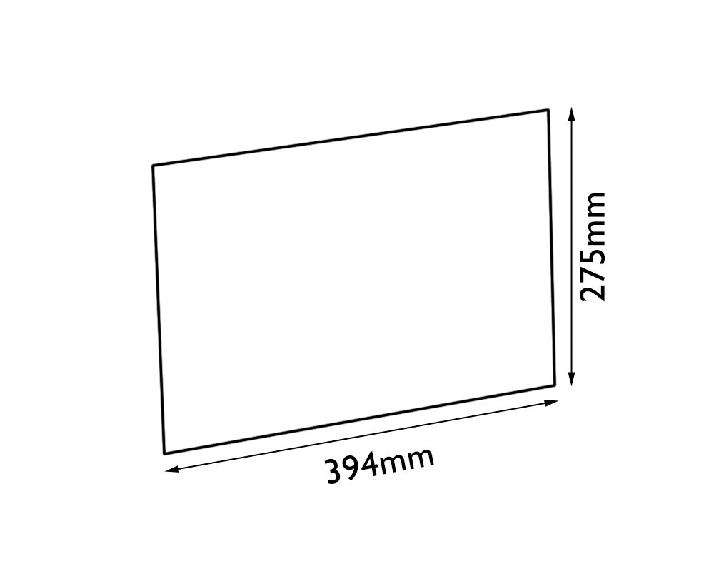 Carron 7.3kW stove door glass (HRG001), dimension diagram