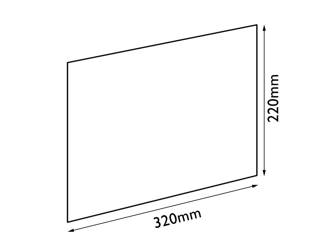 Carron 4.7kW stove door glass (bhc model) (HRG002), dimension diagram