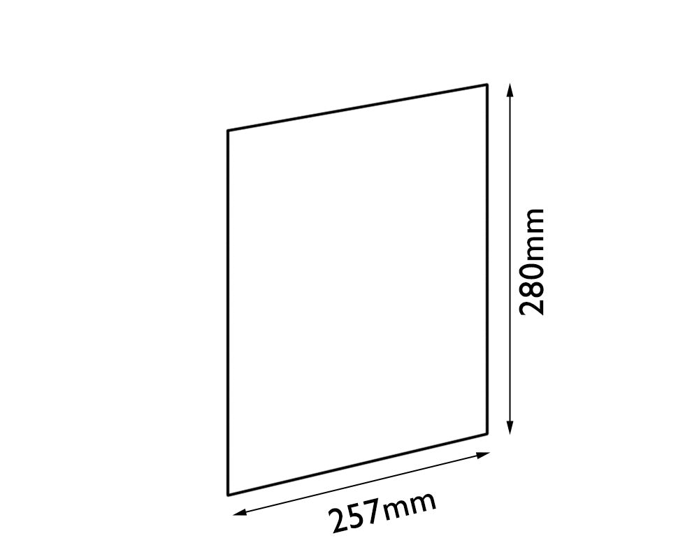 Carron Dante 5kW stove door glass (HRG003), dimension diagram