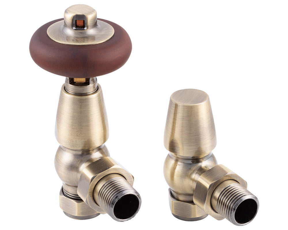 Carron Kingsgrove angled thermostatic valve in antique brass