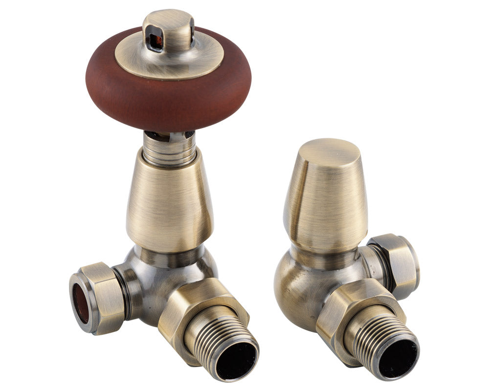 Carron Kingsgrove corner thermostatic valve in antique brass