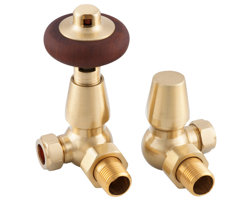 Carron Kingsgrove corner thermostatic valve in brushed brass