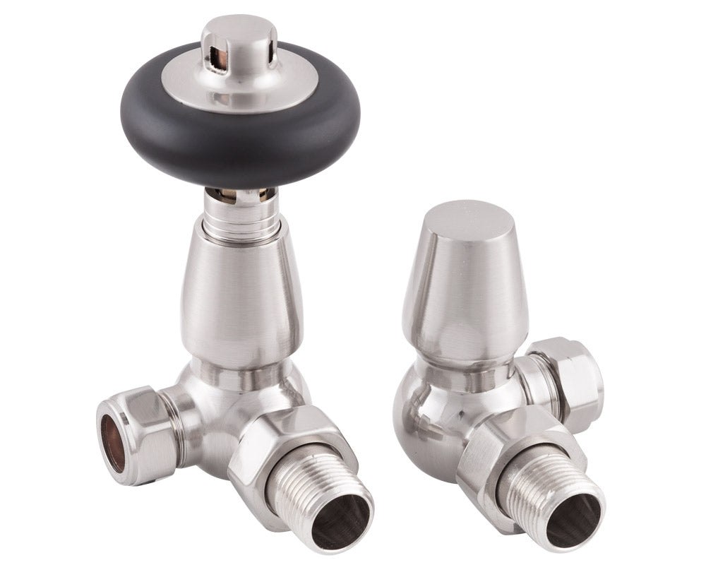 Carron Kingsgrove corner thermostatic valve in satin nickel