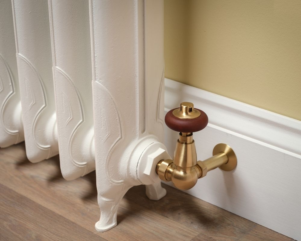 Carron Liberty 1 Column cast iron radiator, Farrow and Ball wimborne white feet