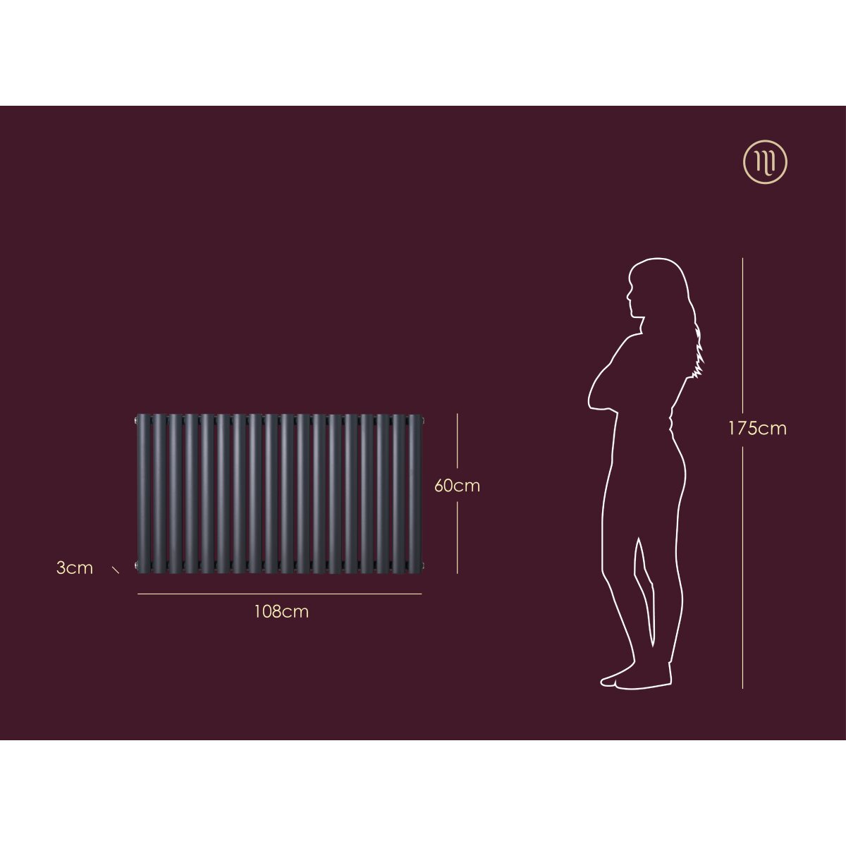 Miro Kora Column Radiator in Anthracite, 600 x 1080mm, image 6