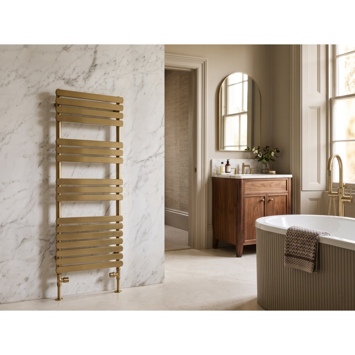 Miro Lode Towel Radiator in Brass, 1200 x 500mm, image 3