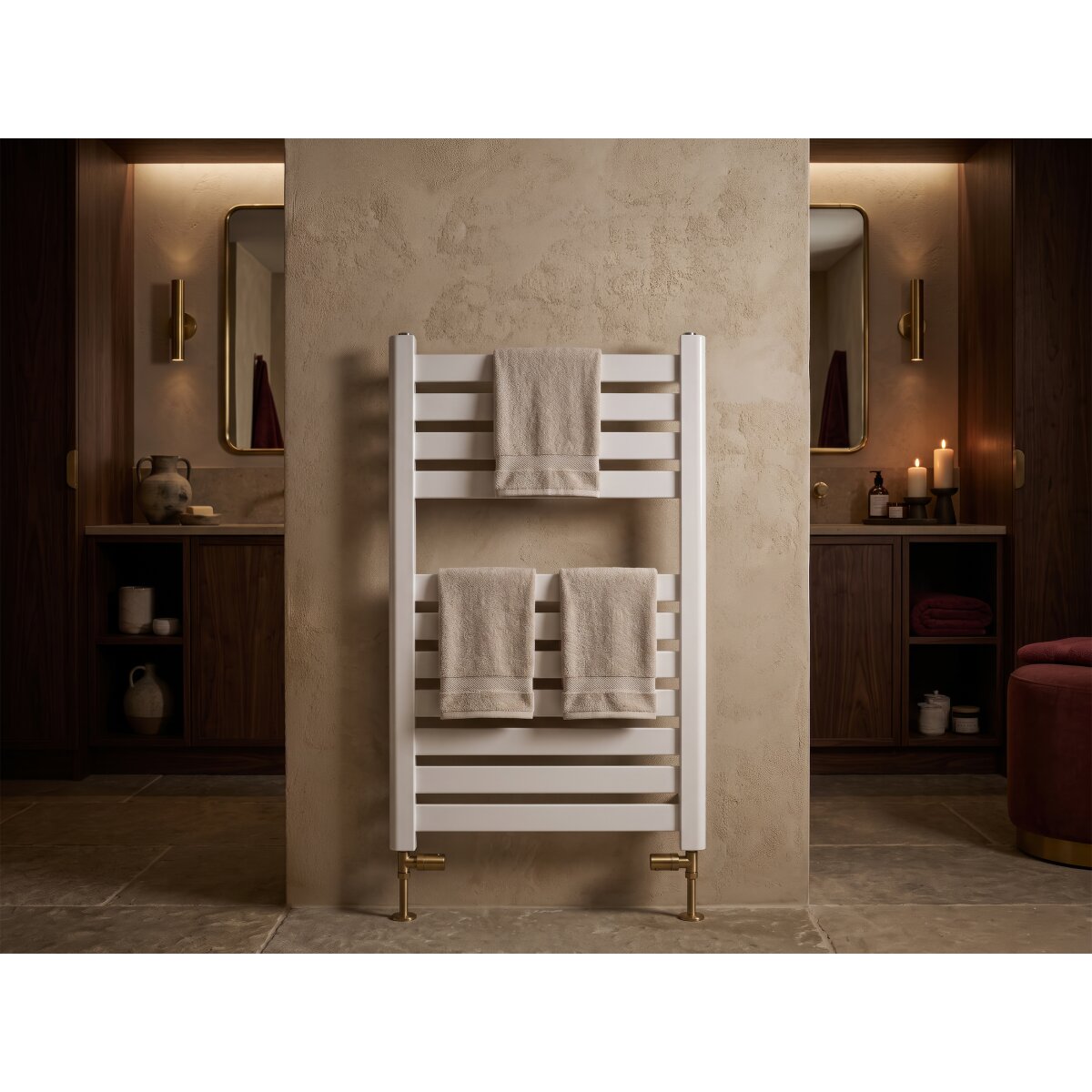 Miro Strata Towel Radiator in White, 800 x 500mm, image 3