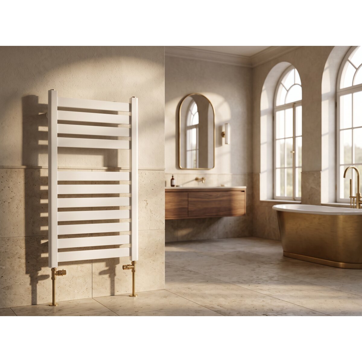 Miro Strata Towel Radiator in White, 800 x 500mm