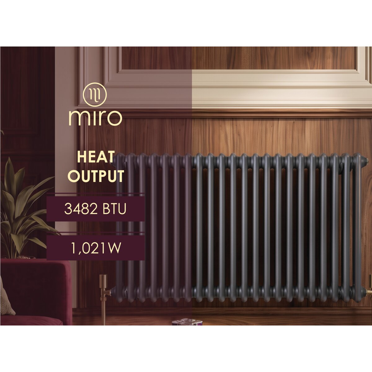 Miro Vera Column Radiator for Central Heating, Anthracite or White, image 5