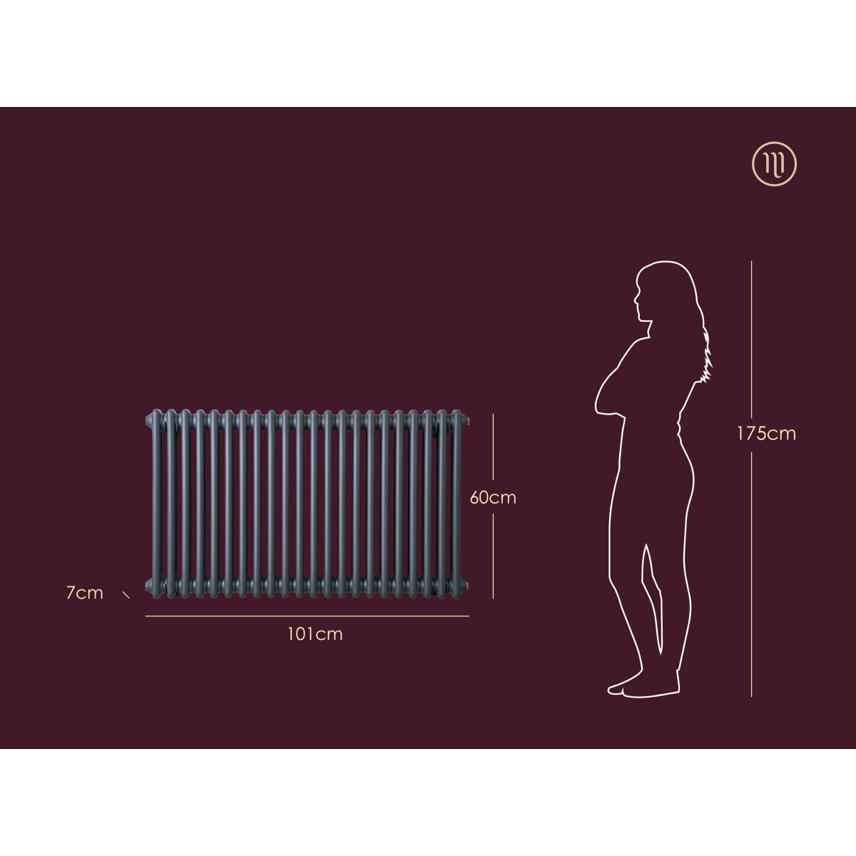 Miro Vera Column Radiator for Central Heating, Anthracite or White, image 6