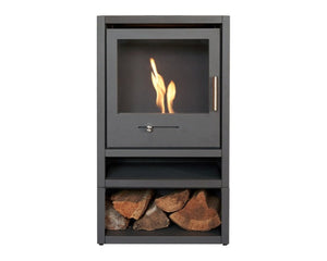 oko S1 bioethanol stove with shelf & log store