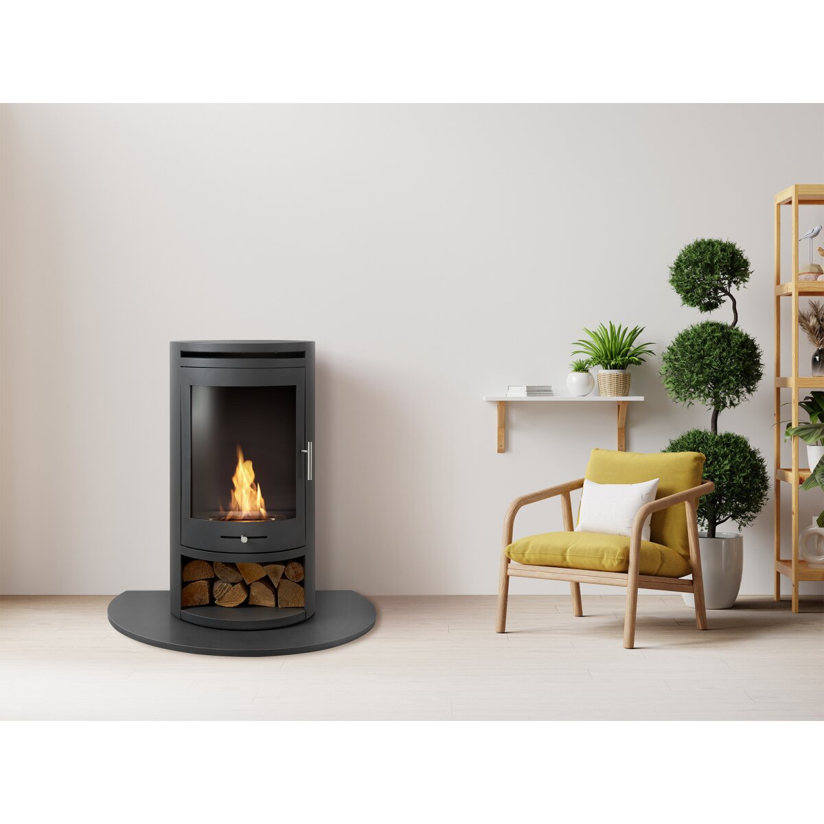 OKO S5 Bioethanol Cylinder Stove with Black Granite Hearth, image 3